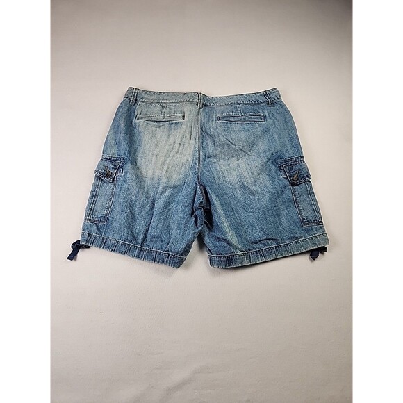 LRL Lauren Jeans Co Shorts Womens 10 Blue Cargo Denim Flat Front Ties - Picture 9 of 10
